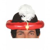 Röd Maharaja Indisk Hatt med Fjäder