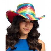 Regnbågsfärgad Cowboyhatt med Paljetter