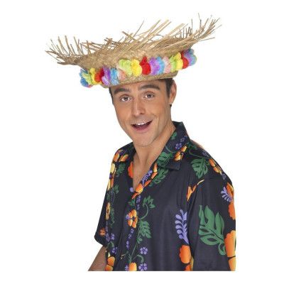 Stråhatt Hawaii med Blommor - One size