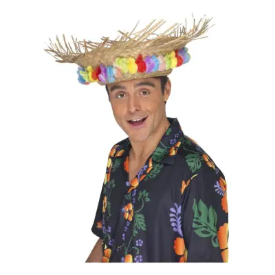 Stråhatt Hawaii med Blommor - One size