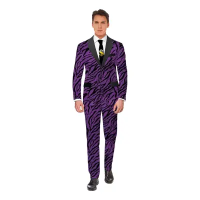 Suitmeister Lila Pimp Kostym i Fuskpäls - Large