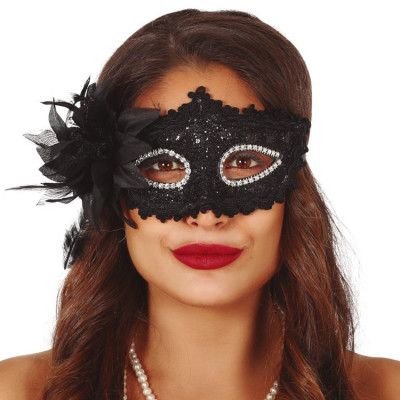 Ögonmask Svart Med Blommor