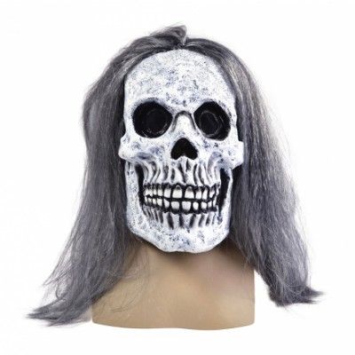 Dödskalle Mask med Hår