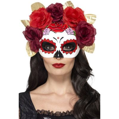Day Of The Dead Ögonmask med Rosor