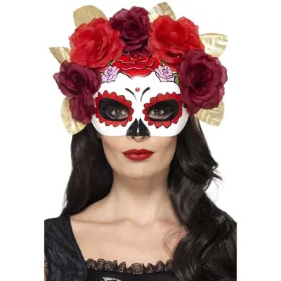 Day Of The Dead Ögonmask med Rosor