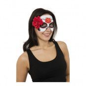 Day of the Dead Halvmask med Ros - One size
