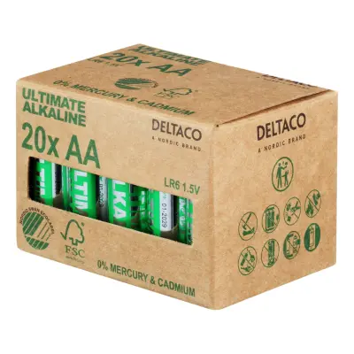 Deltaco Ultimate Alkaline Batterier - 20-pack AA