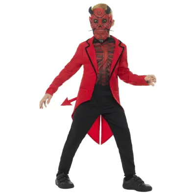 Deluxe Day Of The Dead Djävul Barnmaskerad 7-9 år