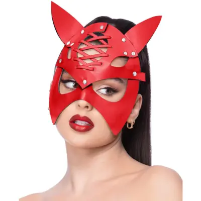 Djävulskmask Läder Röd