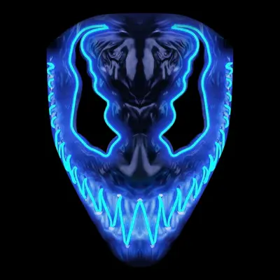 El Wire Demon Blå LED Mask - One size