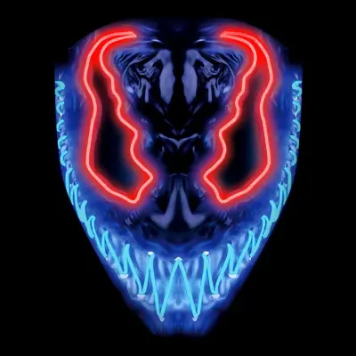 El Wire Demon Röd/Blå LED Mask - One size