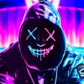 El Wire Nightmare LED Mask - Blå/Rosa