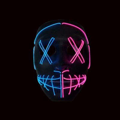 El Wire Nightmare LED Mask - Blå/Rosa