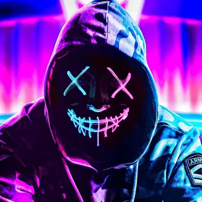 El Wire Nightmare LED Mask - Blå/Rosa