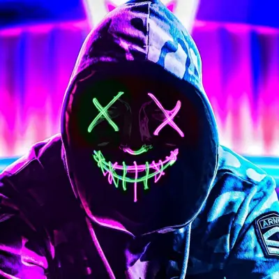 El Wire Nightmare LED Mask - Grön/Rosa