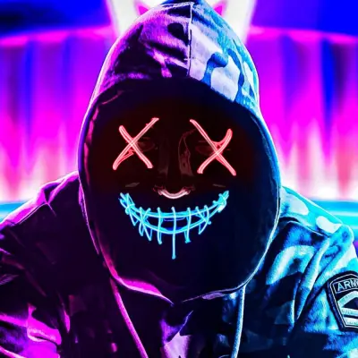 El Wire Nightmare LED Mask - Röd/Blå