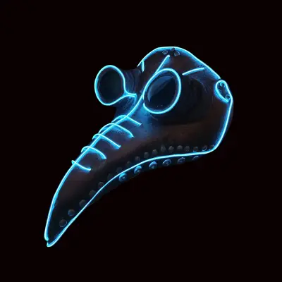 El Wire Plague Doctor LED Mask - One size