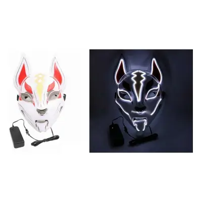 EL Wire Räv LED Mask - Vit