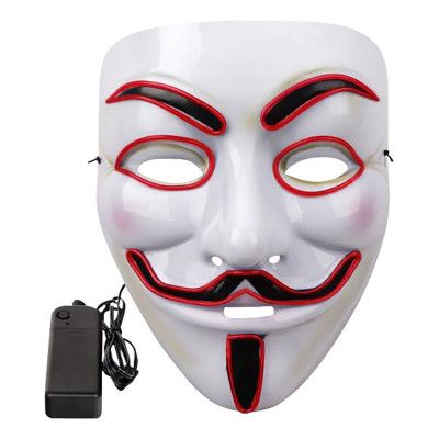 EL Wire V For Vendetta LED Mask - Röd
