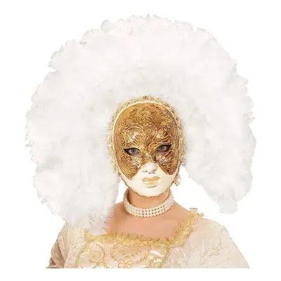 Fidelio Mask med Vita Fjädrar - One size
