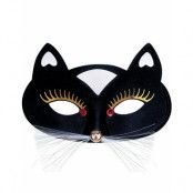 Flirty Cat Mask - Dekorerad Svart Mask