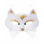 Flirty Cat Mask - Dekorerad Vit Mask