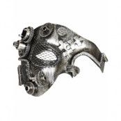 Half-Face Steampunk Silverfärgad Mask