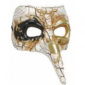 Krämfärgad Venetiansk Zanni Mask med Lång Näsa