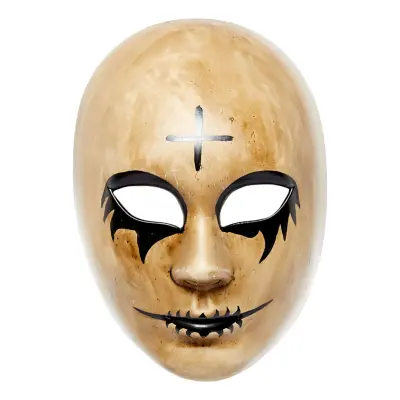 Läskigt Ansikte med Kors Mask Beige