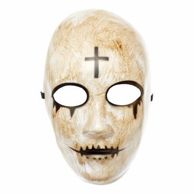 Läskigt Ansikte med Kors Mask Brun