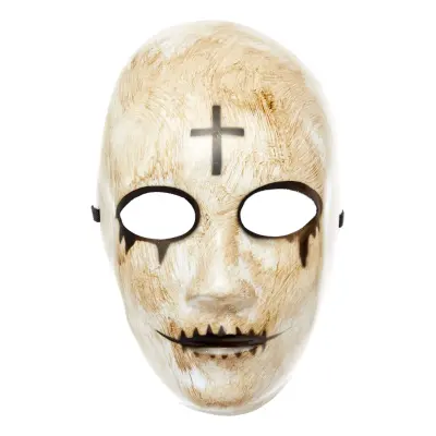 Läskigt Ansikte med Kors Mask Brun