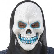 LED Mask Dödskalle med Huva Blå