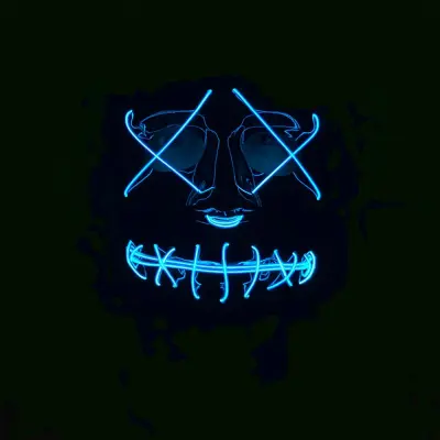 LED Mask Stitches Blå Neon - One size