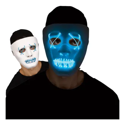 El Wire Stitches Vit/Blå LED Mask - One size