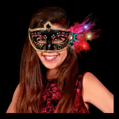 LED Venetiansk Mask Svart - One size