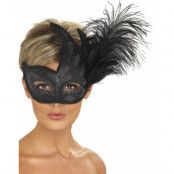 Orientalisk Black Feather Mask