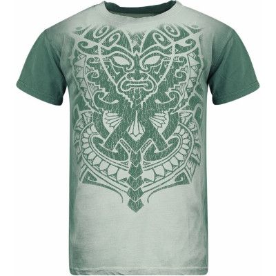 Outer Vision T-shirt - Aztec Mask Tattoo - S 4XL - för Herr - vit/turkos