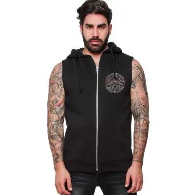 Outer Vision Väst - Hawaiian Mask Man's Hoodie Vest - S XXL - för Herr - svart