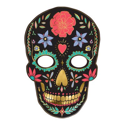 Pappersmask Dia de Los Muertos Svart - 1-pack