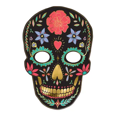 Pappersmask Dia de Los Muertos Svart - 1-pack