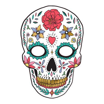 Pappersmask Dia de Los Muertos Vit - 1-pack