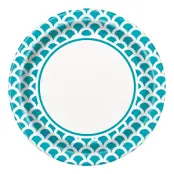 Papperstallrikar Snäckskal Turkos - 8-pack