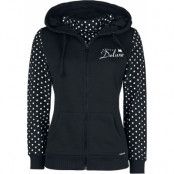 Pussy Deluxe - Rockabilly Luvjacka - Stay Safe Dotties Mask Hooded Zip-Jacket - XS L - för Dam - svart/vit