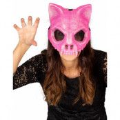 Rosa Glittrande Kattskelett Mask