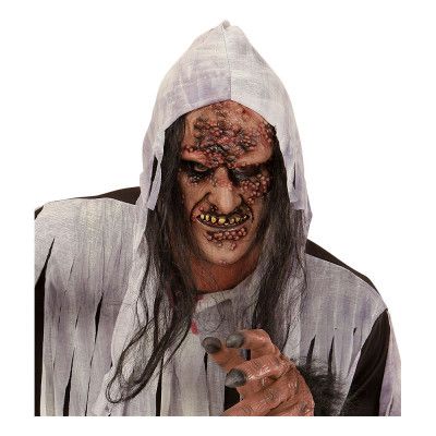 Rutten Zombie/Häxa Halvmask med Hår - One size