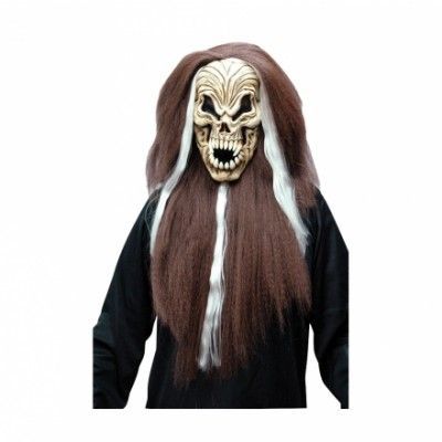 Skrikande Dödskallemask med Hår - One size