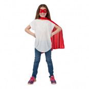 Superhjälte Cape med Mask Röd Barn - One size