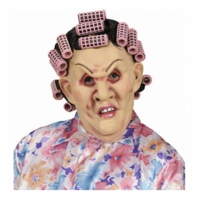 Svärmor Mask med Peruk och Hårrullar - One size