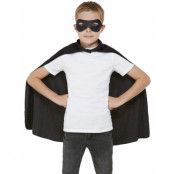 Svart Superhjälte Cape och Mask för Barn