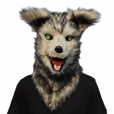 Varg Mask med Rörande Mun